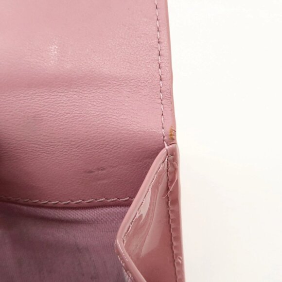 ❤️Christian Dior Lady Dior Canage Patent Leather Tri-fold Wallet Pink ❤️ - Picture 13 of 16
